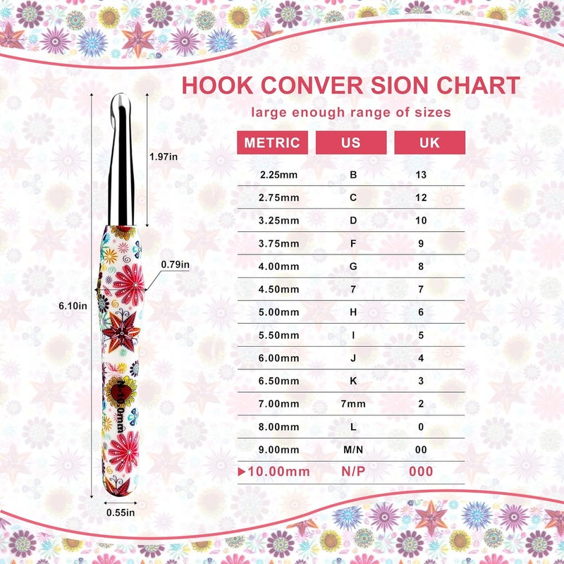 LOOEN 10mm Crochet Hook, Ergonomic Handle for Arthritic Hands, Soft Rubber Grip Extra Long Knitting Needles for Beginners and Knitting Crocheting Yarn (10mm) - Image 2